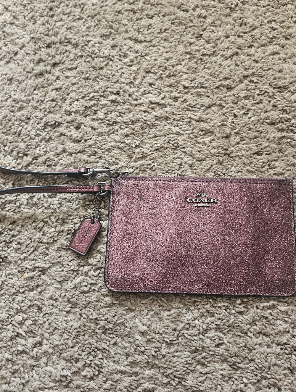 Coach Sparkle Metallic Rose Wristlet